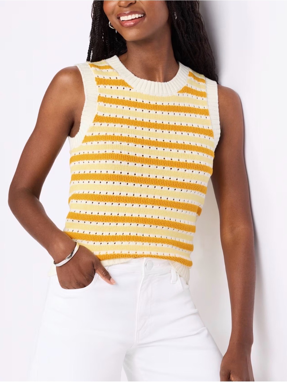 Market & Spruce Crochet Tank Yellow Medium NWT STITCH FIX